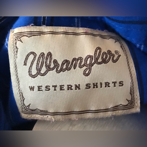 Vintage Wrangler Western Dress Blue Pearl Snaps Long Sleeve Shirt - Picture 7 of 7